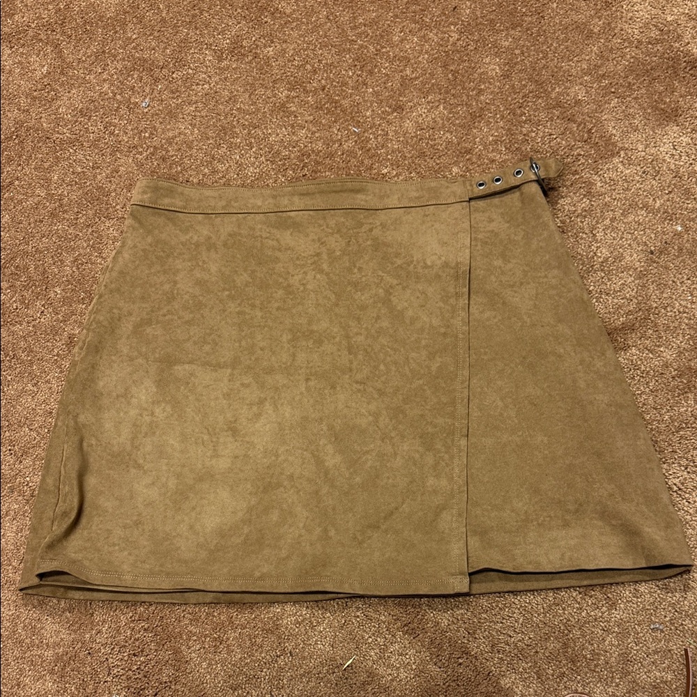 Women's Suede-Look Tan Mini Skirt